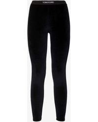 Tom Ford - Logo-Waistband Velvet Leggings - Lyst