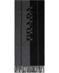 Prada - Logo Intarsia Wool Scarf - Lyst