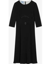 Prada - Crewneck Silk-Blend Midi Dress - Lyst