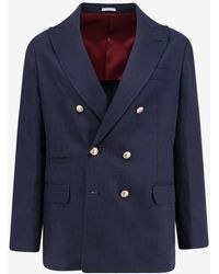 Brunello Cucinelli - Double-Breasted Buttoned Blazer - Lyst
