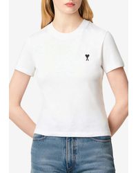 Ami Paris - Logo-Embroidered Short-Sleeved T-Shirt - Lyst