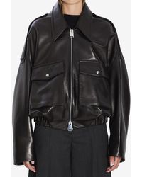 KHAITE - Owey Leather Bomber Jacket - Lyst
