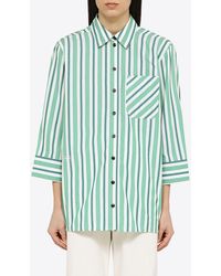 Ganni - Long-Sleeved Striped Shirt - Lyst