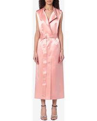 Philosophy Di Lorenzo Serafini - Belted Satin Midi Dress - Lyst