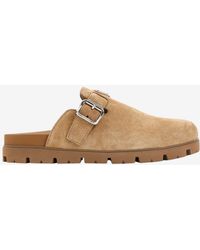 Prada - Suede Sabot Mules - Lyst