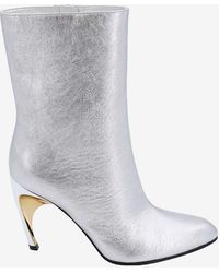 Alexander McQueen - Armadillo 95 Metallic Leather Mid-Calf Boots - Lyst