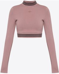 adidas Originals - Long-Sleeved Logo Cropped Top - Lyst
