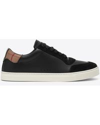 Burberry - Leather Paneled Low-Top Sneakers - Lyst