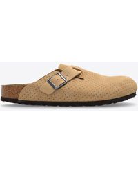 Birkenstock - Boston Bs Perforated Suede Flat Mules - Lyst