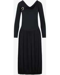 Lanvin - Long-Sleeved Drape Midi Dress - Lyst