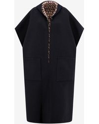 Valentino - Toile Iconographe Reversible Wool Cape Coat With Hood - Lyst