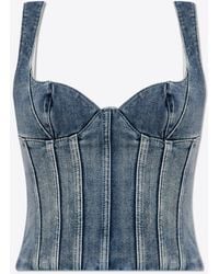 Off-White c/o Virgil Abloh - Sleeveless Denim Bustier Top - Lyst