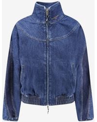 Givenchy - Logo Embroidered High-Neck Denim Jacket - Lyst