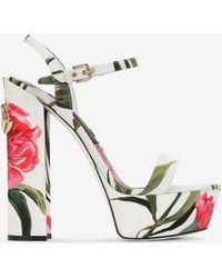 Dolce & Gabbana - 105 Carnation-Printed Platform Sandals - Lyst