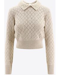 Golden Goose - Pearl Embroidered Cropped Sweater - Lyst