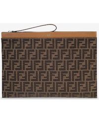Fendi - Large Ff Jacquard Flat Pouch Bag - Lyst