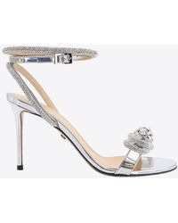 Mach & Mach - 95 Double Bow Metallic Leather Sandals - Lyst