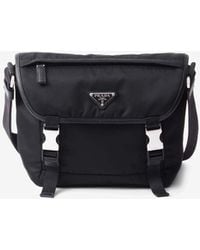 Prada - Triangle Logo Re-Nylon And Saffiano Leather Shoulder Bag - Lyst