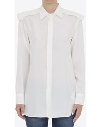 Burberry - Long-Sleeved Silk Shirt - Lyst