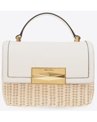 Jimmy Choo - Diamond Wicker And Leather Top Handle Bag - Lyst