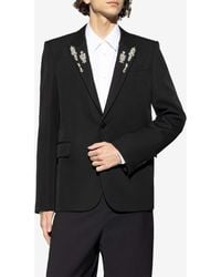 McQueen - Wool Blazer With Crystal-Embellishments - Lyst
