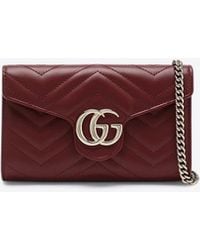 Gucci - Gg Marmont Quilted Leather Chain Clutch - Lyst