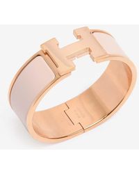 Hermes Rose Dragee Enamel Gold Plated Clic-Clac H GM Wide Bracelet -  Yoogi's Closet