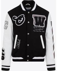 Off-White c/o Virgil Abloh - Logo-Patch Leather Bomber Jacket - Lyst