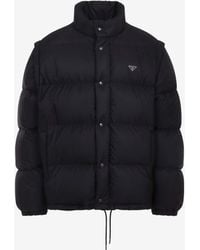 Prada - Triangle Logo Quilted Down Jacket - Lyst