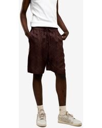 Only the Blind - Faded Monogram Print Silk Shorts - Lyst