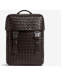 Bottega Veneta - Intrecciato Flap Leather Backpack - Lyst