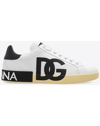 Dolce & Gabbana - Portofino Nappa Leather Sneakers With Dg Logo - Lyst