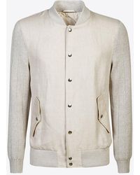 Eleventy - Linen And Wool Bomber Jacket - Lyst
