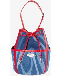 Emilio Pucci - Marmo Print Denim Bucket Bag - Lyst