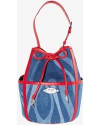 PUCCI - Marmo Print Denim Bucket Bag - Lyst