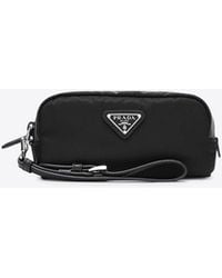 Prada - Triangle Logo Nylon Pouch Bag - Lyst