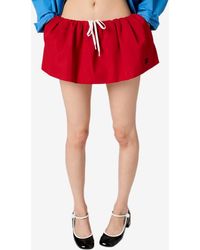 Miu Miu - Logo Embroidered Poplin Mini Skirt - Lyst