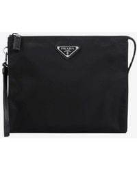 Prada - Triangle Logo Pouch Bag - Lyst