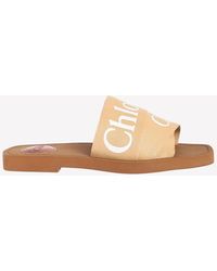 Chloé - Woody Logo Flat Sandals - Lyst
