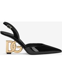 Dolce & Gabbana - 75 Logo-Heels Slingback Pumps - Lyst