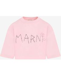 Marni - Logo-Embroidered Cropped T-Shirt - Lyst