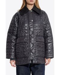 Ganni - Shiny Quilted Jacket - Lyst
