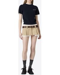 Miu Miu - Logo Intarsia Cashmere Knit Cropped Top - Lyst
