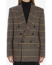 Saint Laurent - Wool Check Oversized Jacket - Lyst