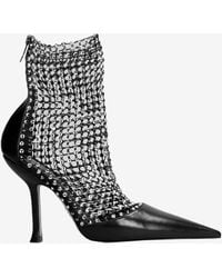 Rene Caovilla - Galaxia 105 Crystal Mesh Ankle Boots - Lyst
