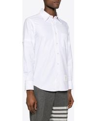 Thom Browne - Name Tag Patch Long-Sleeved Shirt - Lyst