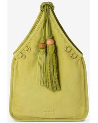 Miu Miu - Suede Handbag With Tassels - Lyst