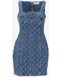 Marine Serre - Moon Laser Denim Bustier Mini Dress - Lyst