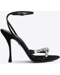 Dolce & Gabbana - Keira 105 Satin Sandals With Gemstone Embellishments - Lyst