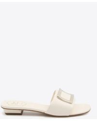 Roger Vivier - Belle Vivier Leather Flat Sandals - Lyst